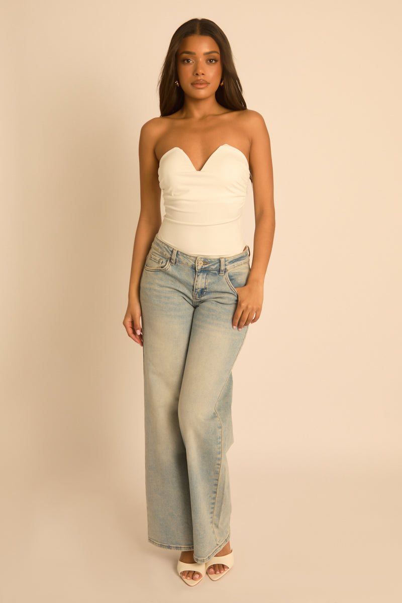 White V Bar Bandeau Bodysuit - Jolanda