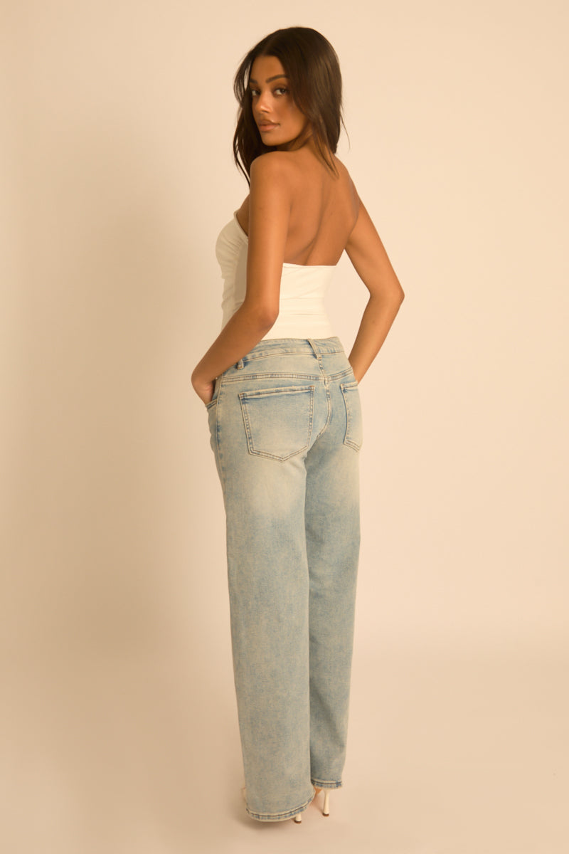 White V Bar Bandeau Bodysuit - Jolanda