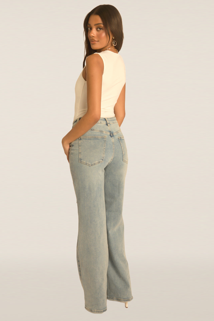 White Square Neck Basic Bodysuit - Carren