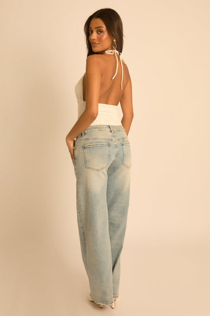 White Lace Plunge Bodysuit - India
