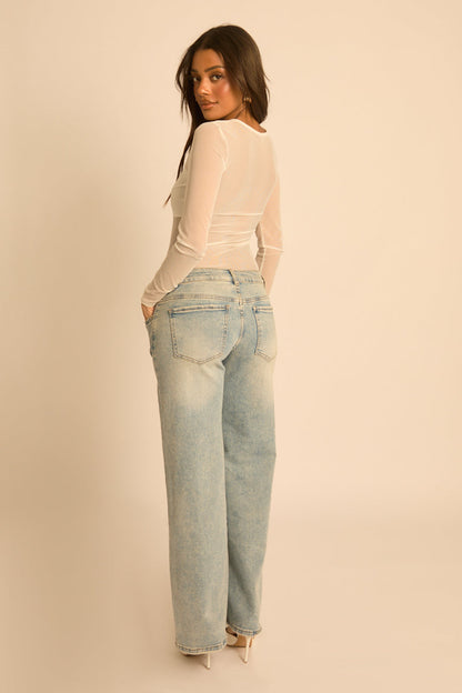 White Mesh Long Sleeve Bodysuit - Maris