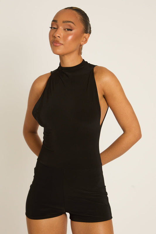 Black Fitted Playsuit - Marella