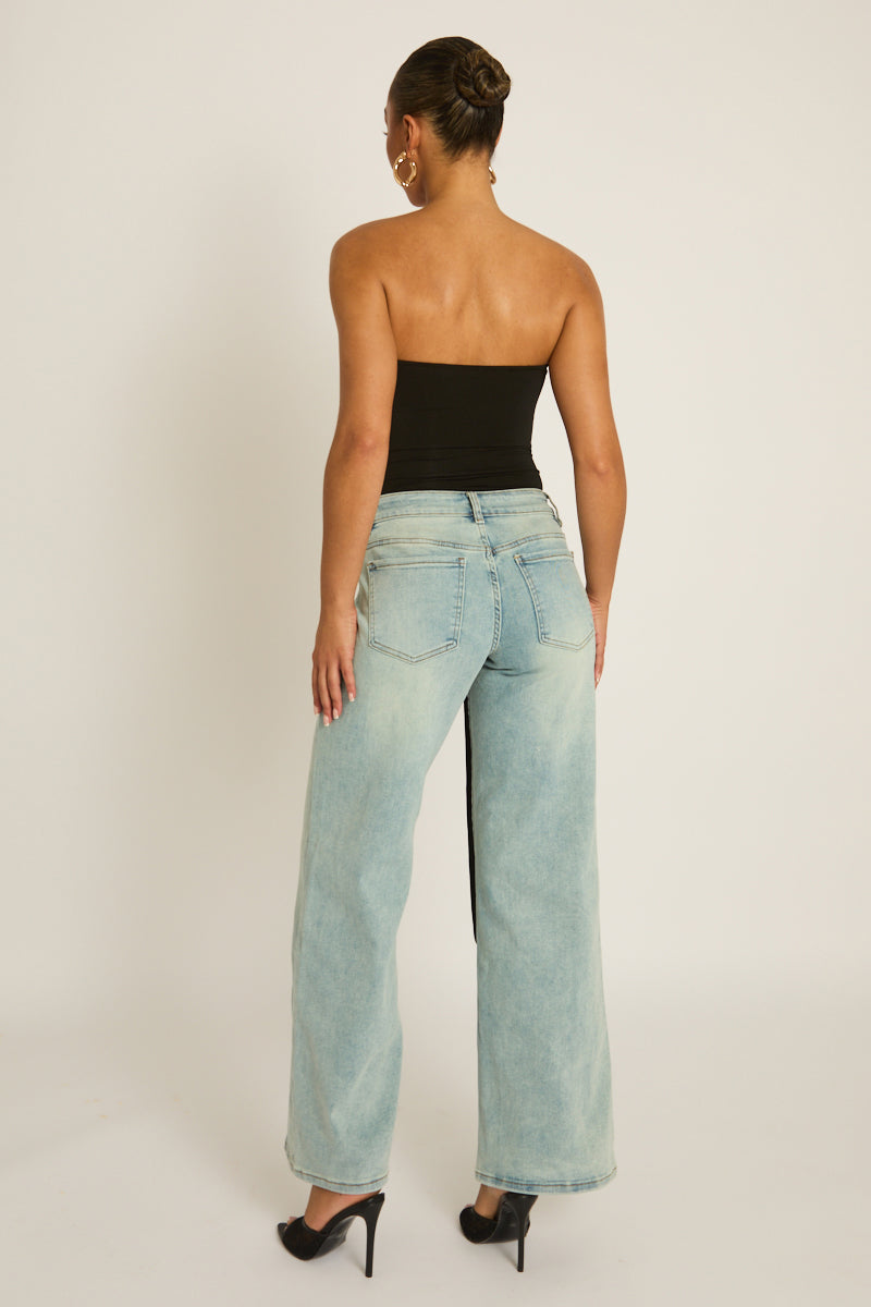 Black Bandeau Trim Detail Bodysuit - Treena