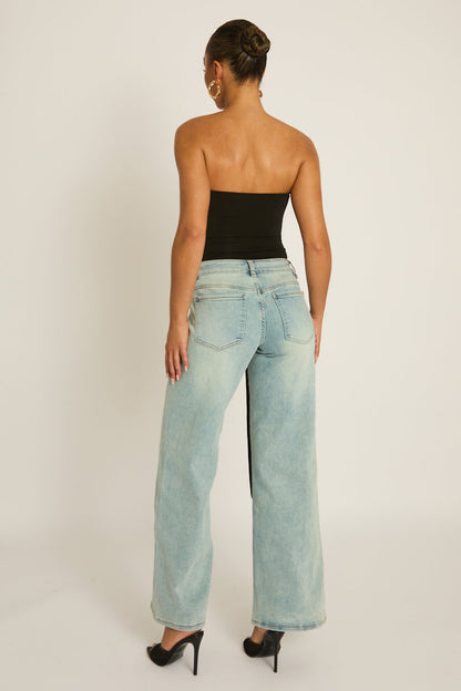 Black Bandeau Trim Detail Bodysuit - Treena