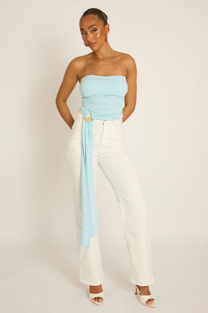 Blue Bandeau Trim Detail Bodysuit - Treena