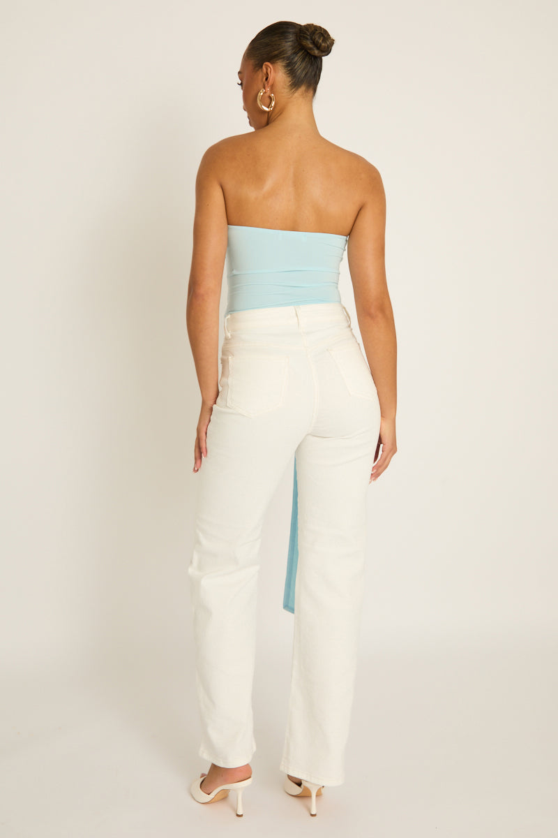 Blue Bandeau Trim Detail Bodysuit - Treena