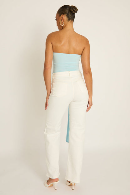 Blue Bandeau Trim Detail Bodysuit - Treena